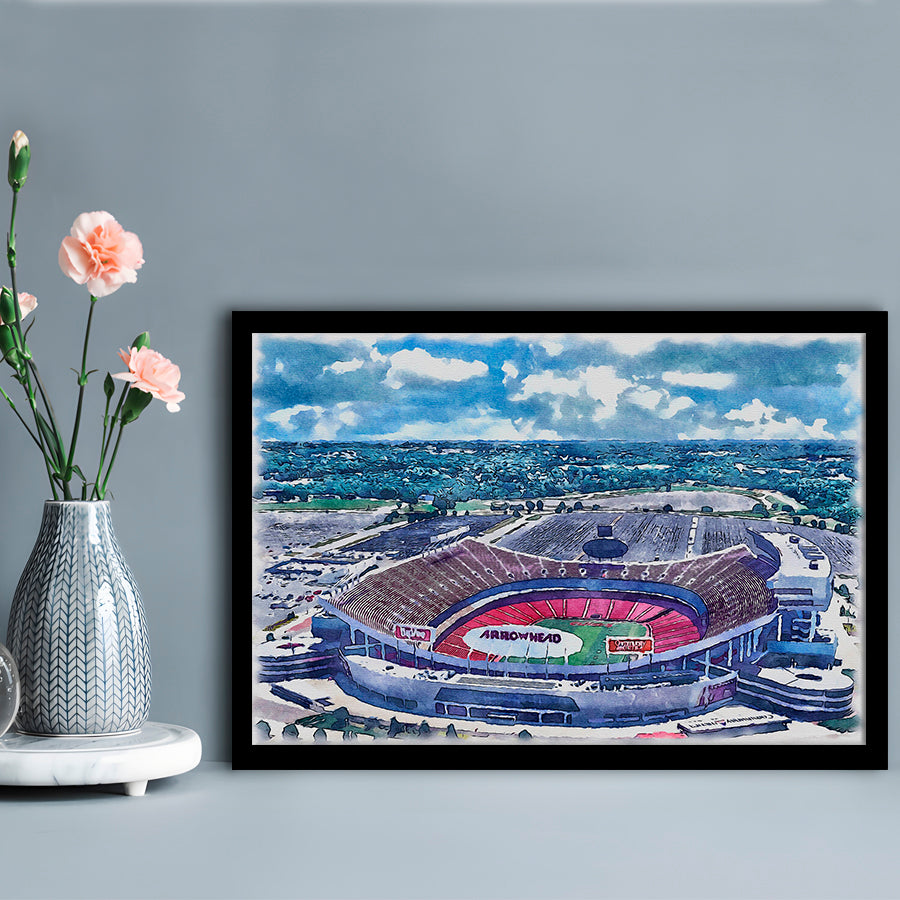 GEHA Field at Arrowhead Painting Stadium Watercolor, Kansas City, Sport Gift Art, Framed Art Print Wall Decor