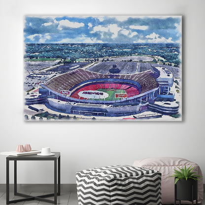 GEHA Field at Arrowhead Painting Stadium Watercolor, Kansas City, Sport Art, Gifts for him, Canvas Print Wall Art