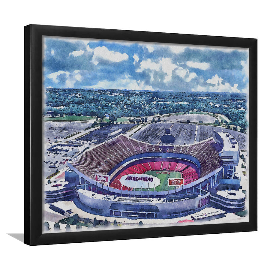 GEHA Field at Arrowhead Painting Stadium Watercolor, Kansas City, Sport Gift Art, Framed Art Print Wall Decor