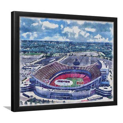 GEHA Field at Arrowhead Painting Stadium Watercolor, Kansas City, Sport Gift Art, Framed Art Print Wall Decor