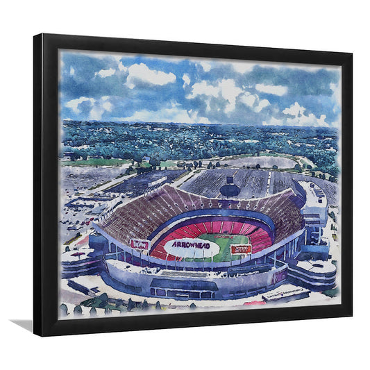 GEHA Field at Arrowhead Painting Stadium Watercolor, Kansas City, Sport Gift Art, Framed Art Print Wall Decor