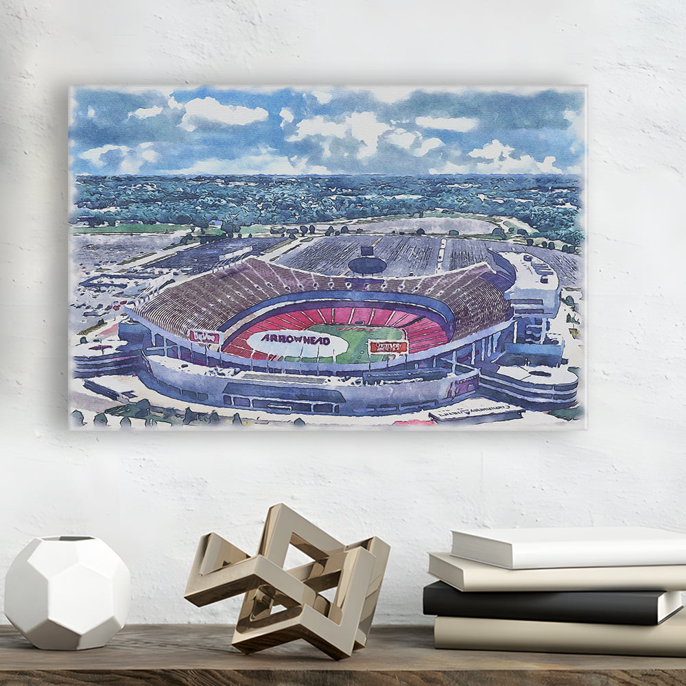 GEHA Field at Arrowhead Painting Stadium Watercolor, Kansas City, Sport Art, Gifts for him, Canvas Print Wall Art