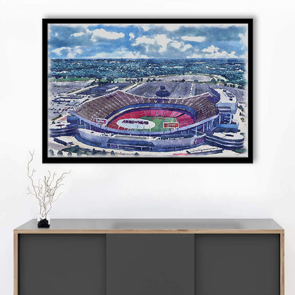 GEHA Field at Arrowhead Painting Stadium Watercolor, Kansas City, Sport Gift Art, Framed Art Print Wall Decor
