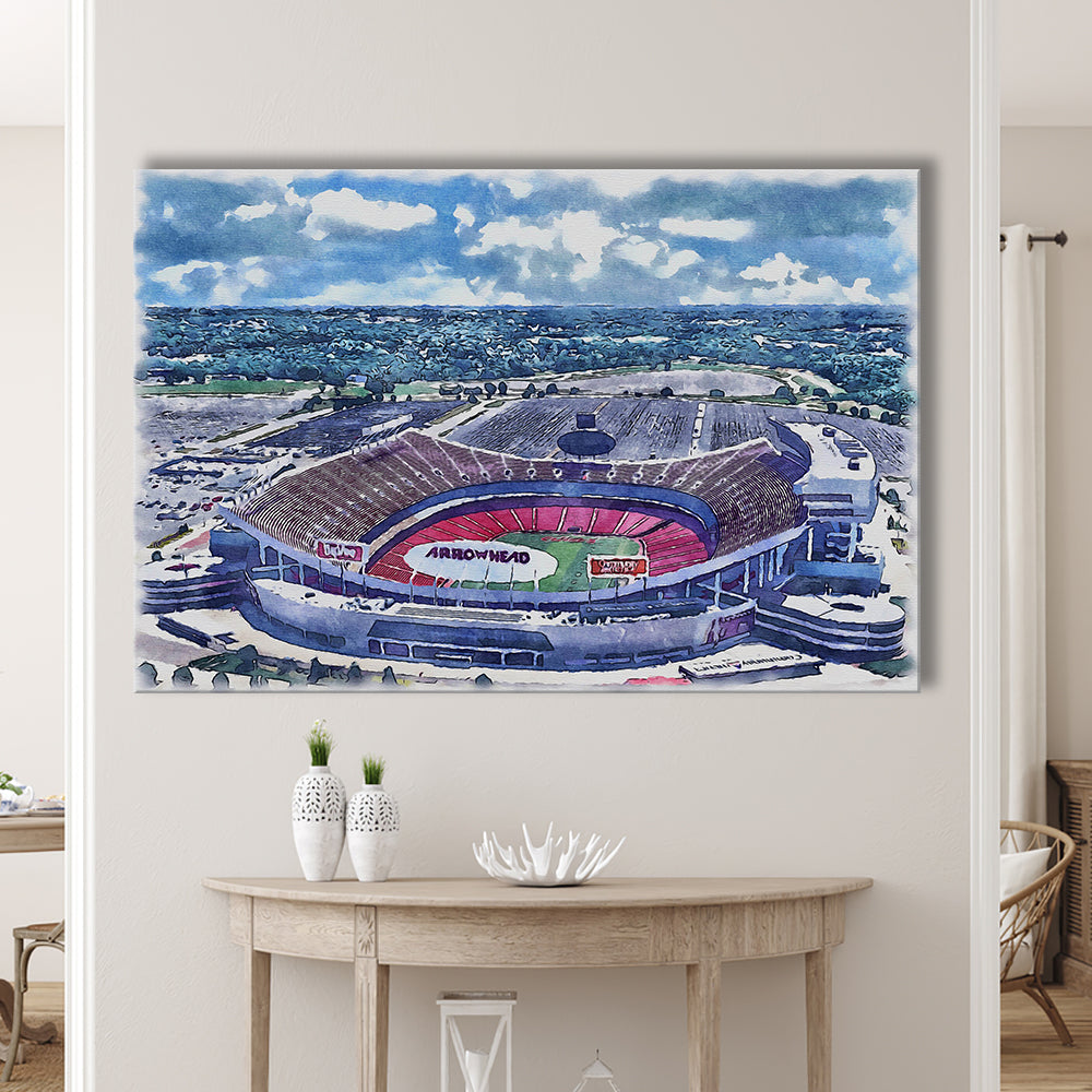 GEHA Field at Arrowhead Painting Stadium Watercolor, Kansas City, Sport Art, Gifts for him, Canvas Print Wall Art