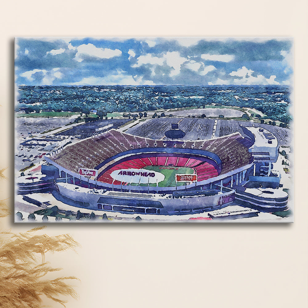 GEHA Field at Arrowhead Painting Stadium Watercolor, Kansas City, Sport Art, Gifts for him, Canvas Print Wall Art