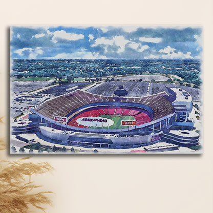 GEHA Field at Arrowhead Painting Stadium Watercolor, Kansas City, Sport Art, Gifts for him, Canvas Print Wall Art