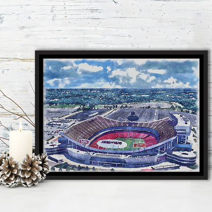 GEHA Field at Arrowhead Painting Stadium Watercolor, Kansas City, Sport Gift Art, Framed Canvas Print Wall Art
