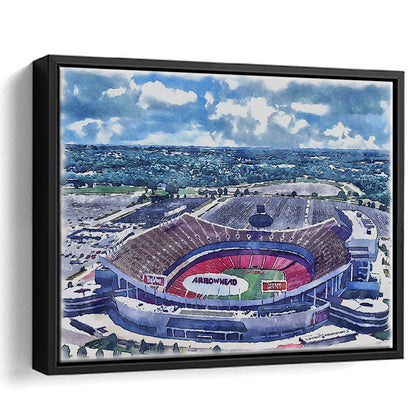 GEHA Field at Arrowhead Painting Stadium Watercolor, Kansas City, Sport Gift Art, Framed Canvas Print Wall Art