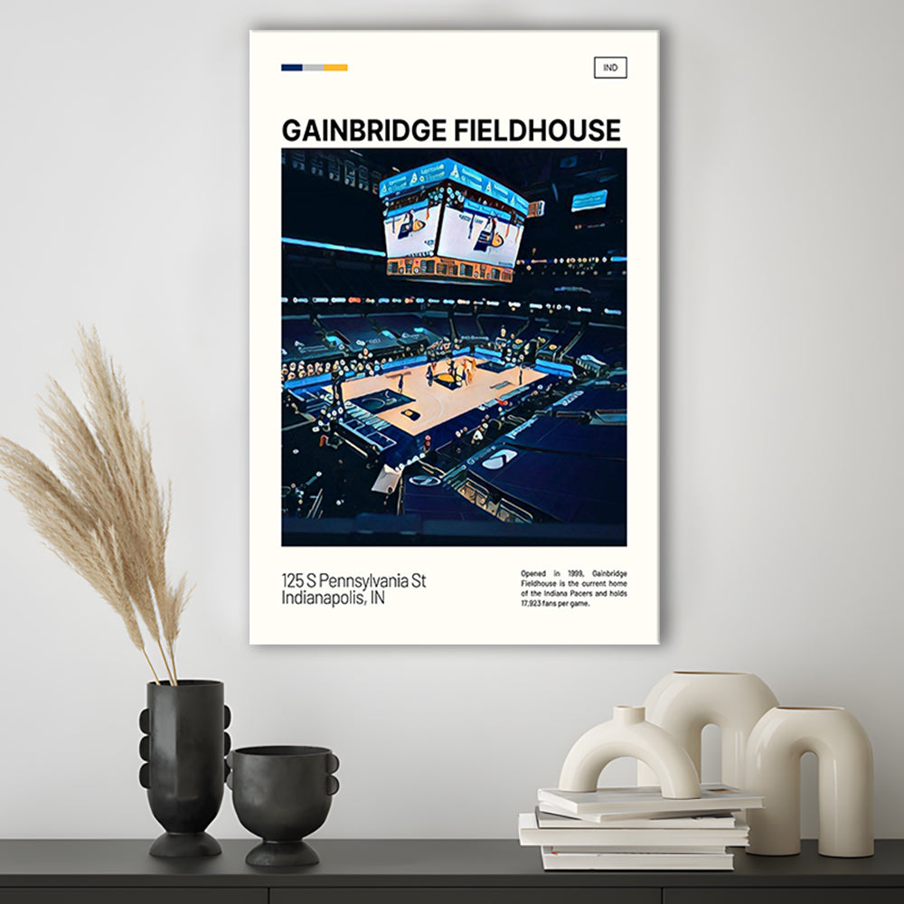 Gainbridge Fieldhouse Print, Indiana Pacers Stadium Canvas Art, Fan Gifts, Sport Art, Canvas Print Wall Art