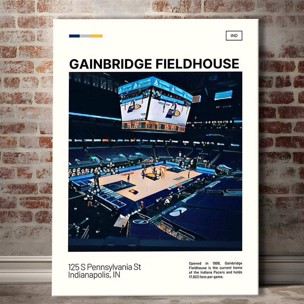 Gainbridge Fieldhouse Print, Indiana Pacers Stadium Canvas Art, Fan Gifts, Sport Art, Canvas Print Wall Art