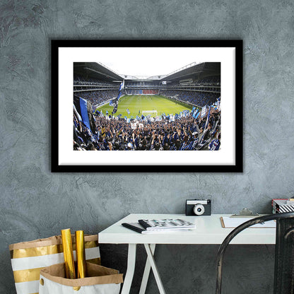 Gamba Osaka New Stadium, Stadium Canvas, Sport Art, Gift for him, White Border Framed Art Print Wall Decor
