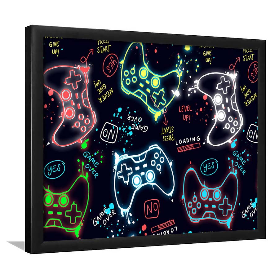 Game Over! Art Print, Game Room Decor Art, Framed Art Print Wall Decor, Neon Art Print, Picture Framed