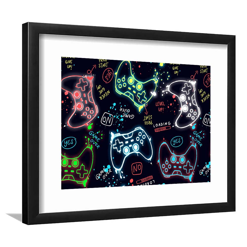 Game Over! Art Print, Game Room Decor Art, Framed Art Print Wall Decor, White Border, Framed Picture