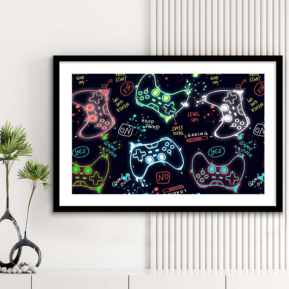 Game Over! Art Print, Game Room Decor Art, Framed Art Print Wall Decor, White Border, Framed Picture