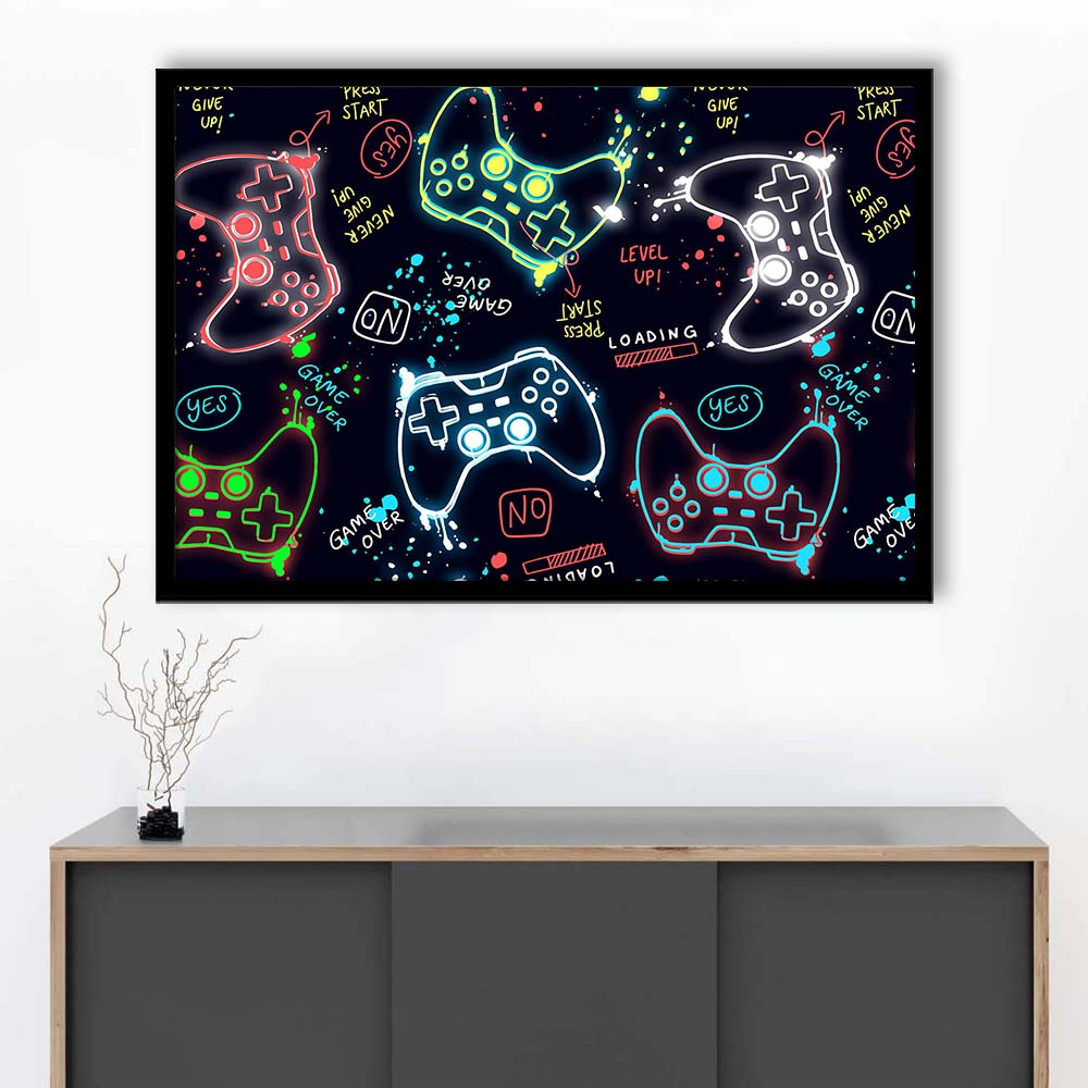 Game Over! Art Print, Game Room Decor Art, Framed Art Print Wall Decor, Neon Art Print, Picture Framed