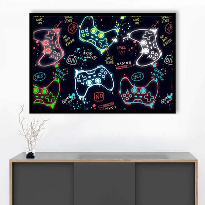 Game Over! Art Print, Game Room Decor Art, Framed Art Print Wall Decor, Neon Art Print, Picture Framed