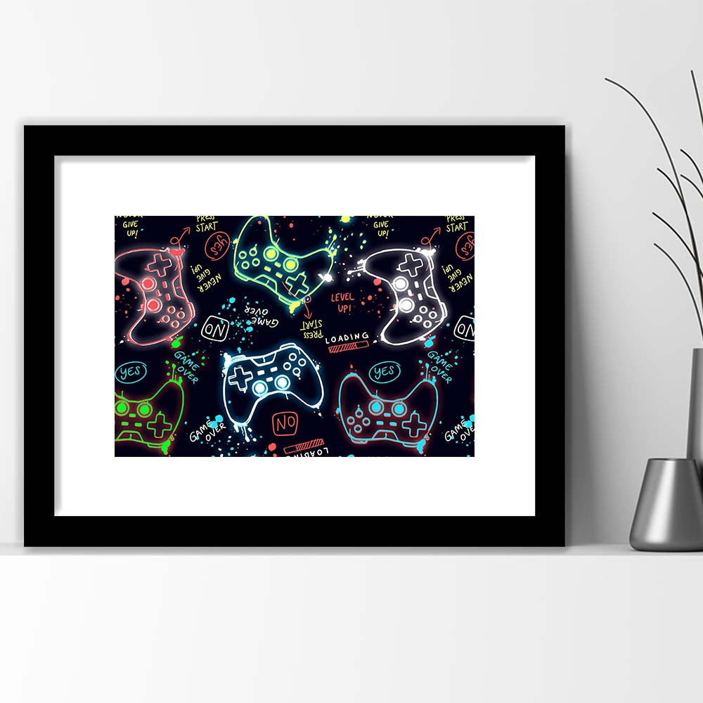 Game Over! Art Print, Game Room Decor Art, Framed Art Print Wall Decor, White Border, Framed Picture
