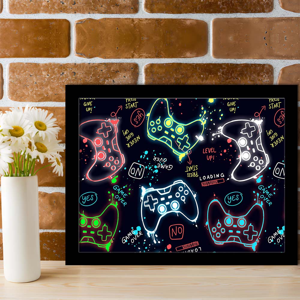 Game Over! Art Print, Game Room Decor Art, Framed Art Print Wall Decor, Neon Art Print, Picture Framed