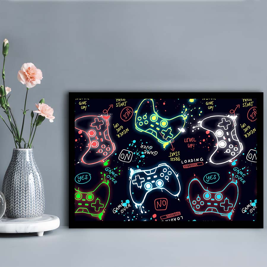 Game Over! Art Print, Game Room Decor Art, Framed Art Print Wall Decor, Neon Art Print, Picture Framed