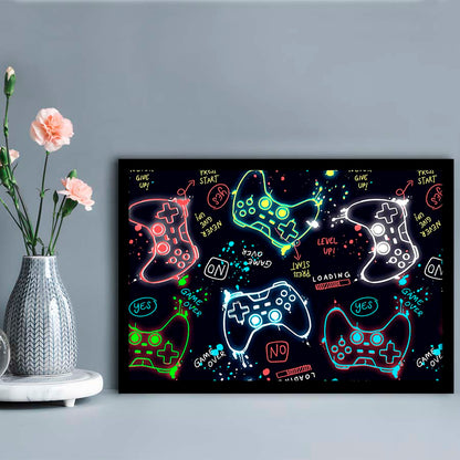 Game Over! Art Print, Game Room Decor Art, Framed Art Print Wall Decor, Neon Art Print, Picture Framed