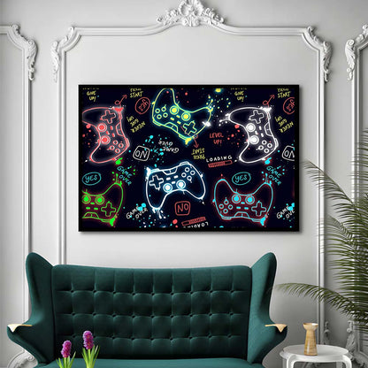 Game Over! Art Print, Game Room Decor Art, Framed Art Print Wall Decor, Neon Art Print, Picture Framed