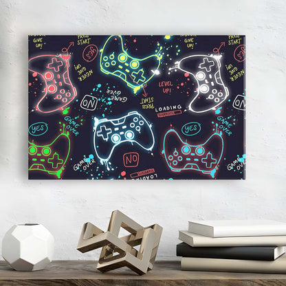 Game Over! Art Print, Game Room Decor Art, Canvas Print Wall Art, Wall Decor, Neon Effect Art