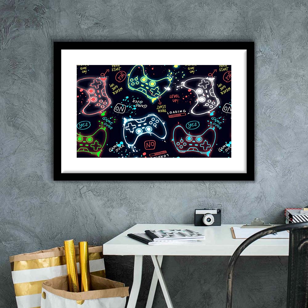Game Over! Art Print, Game Room Decor Art, Framed Art Print Wall Decor, White Border, Framed Picture