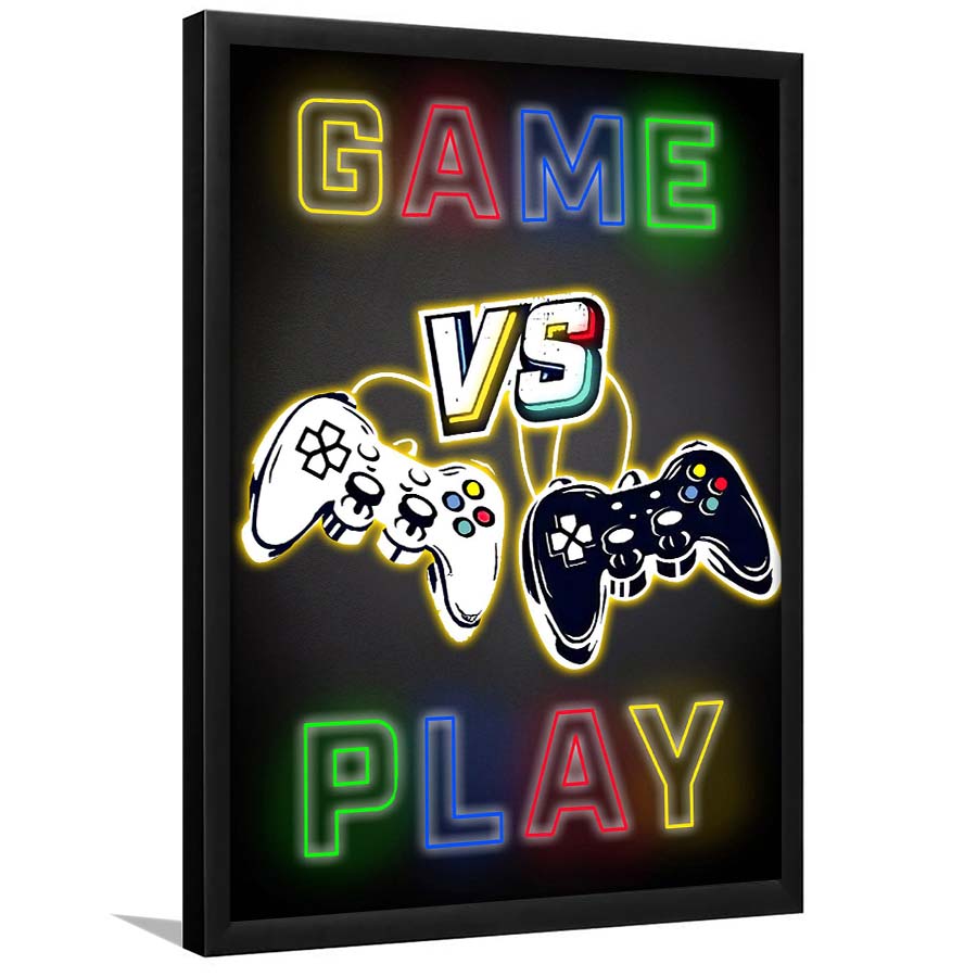 Game Play, Game Room Art Wall Decor, Framed Art Print, Picture Framed Wall Art Decor