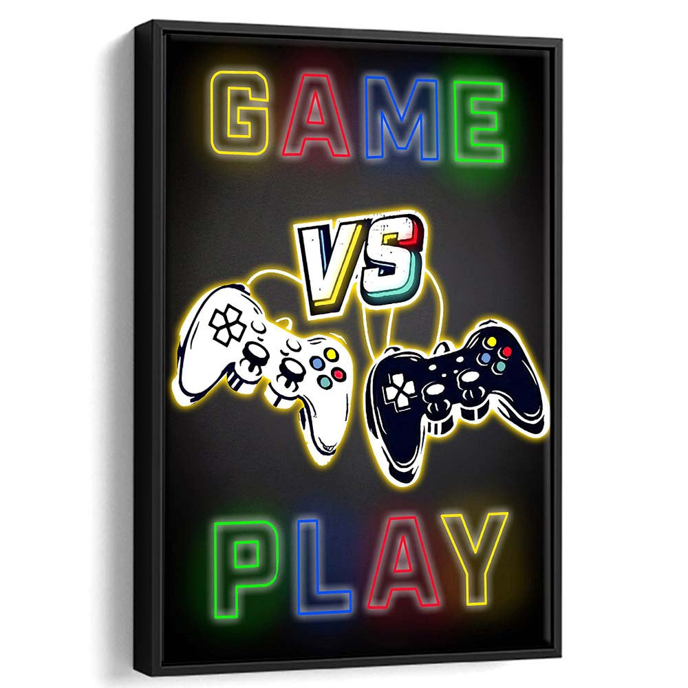 Game Play, Game Room Art Wall Decor, Framed Canvas Print, Floating Frame, Luxury Wall Art Decor