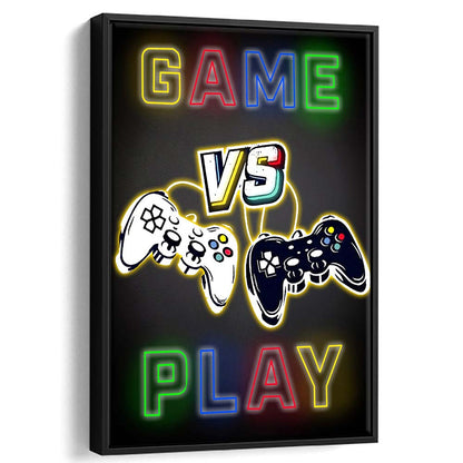 Game Play, Game Room Art Wall Decor, Framed Canvas Print, Floating Frame, Luxury Wall Art Decor