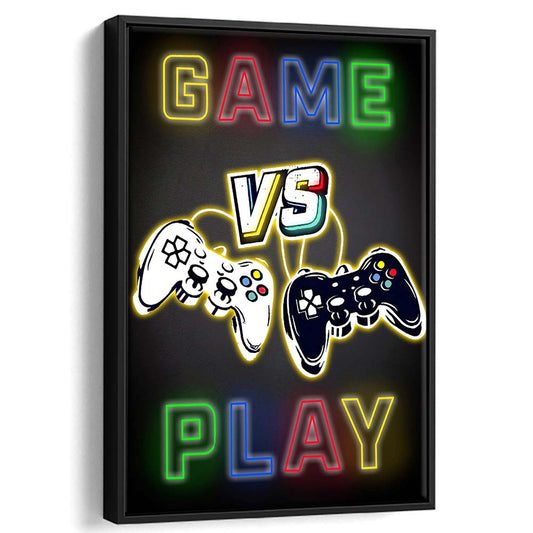 Game Play, Game Room Art Wall Decor, Framed Canvas Print, Floating Frame, Luxury Wall Art Decor