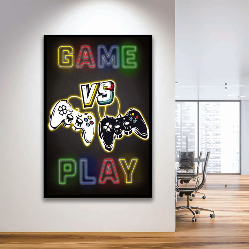 Game Play, Game Room Art Wall Decor, Framed Art Print, Picture Framed Wall Art Decor