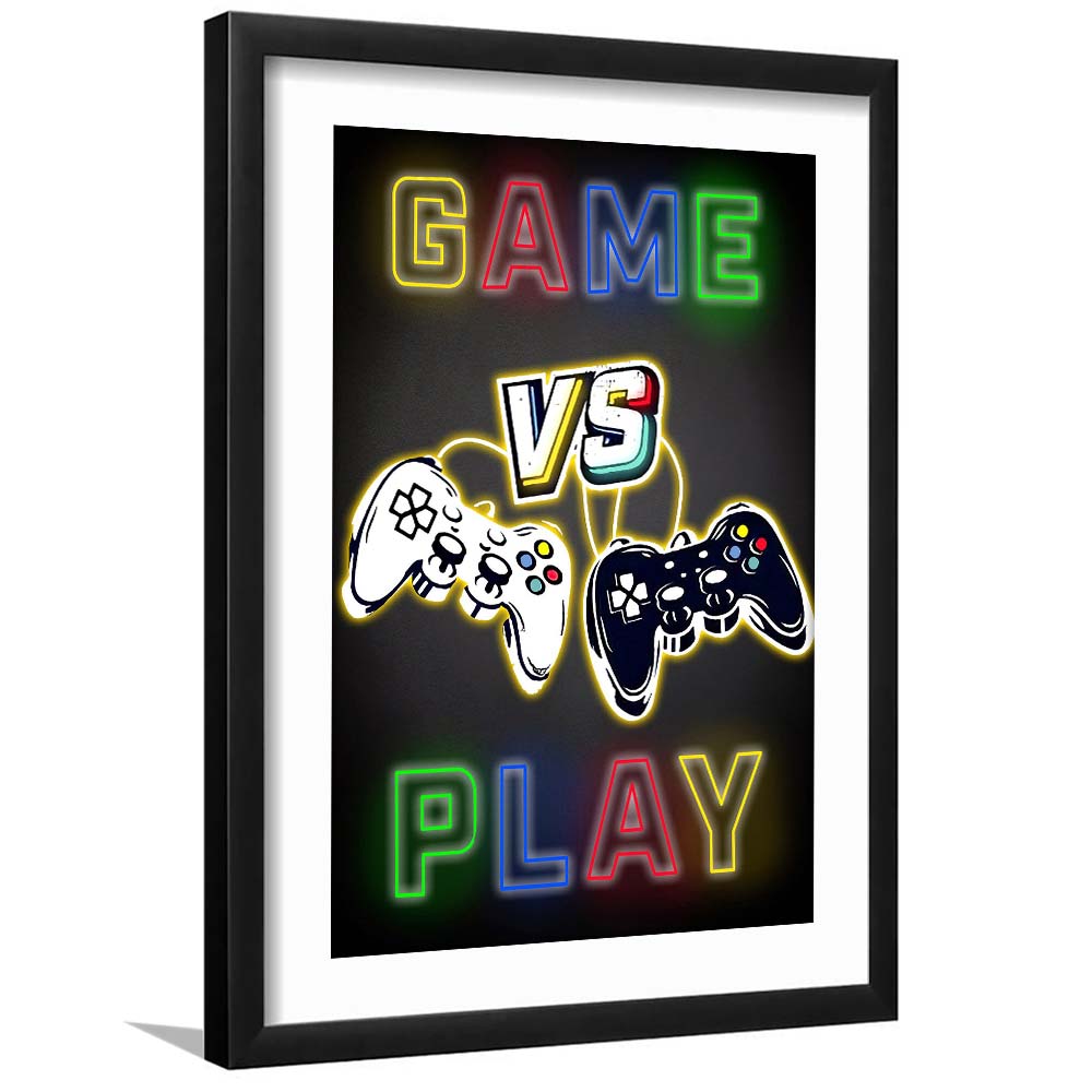 Game Play, Game Room Art Wall Decor, Framed Art Print, Luxury Pictures Framed, White Border