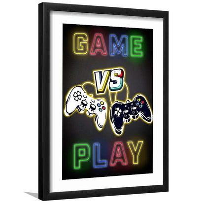 Game Play, Game Room Art Wall Decor, Framed Art Print, Luxury Pictures Framed, White Border