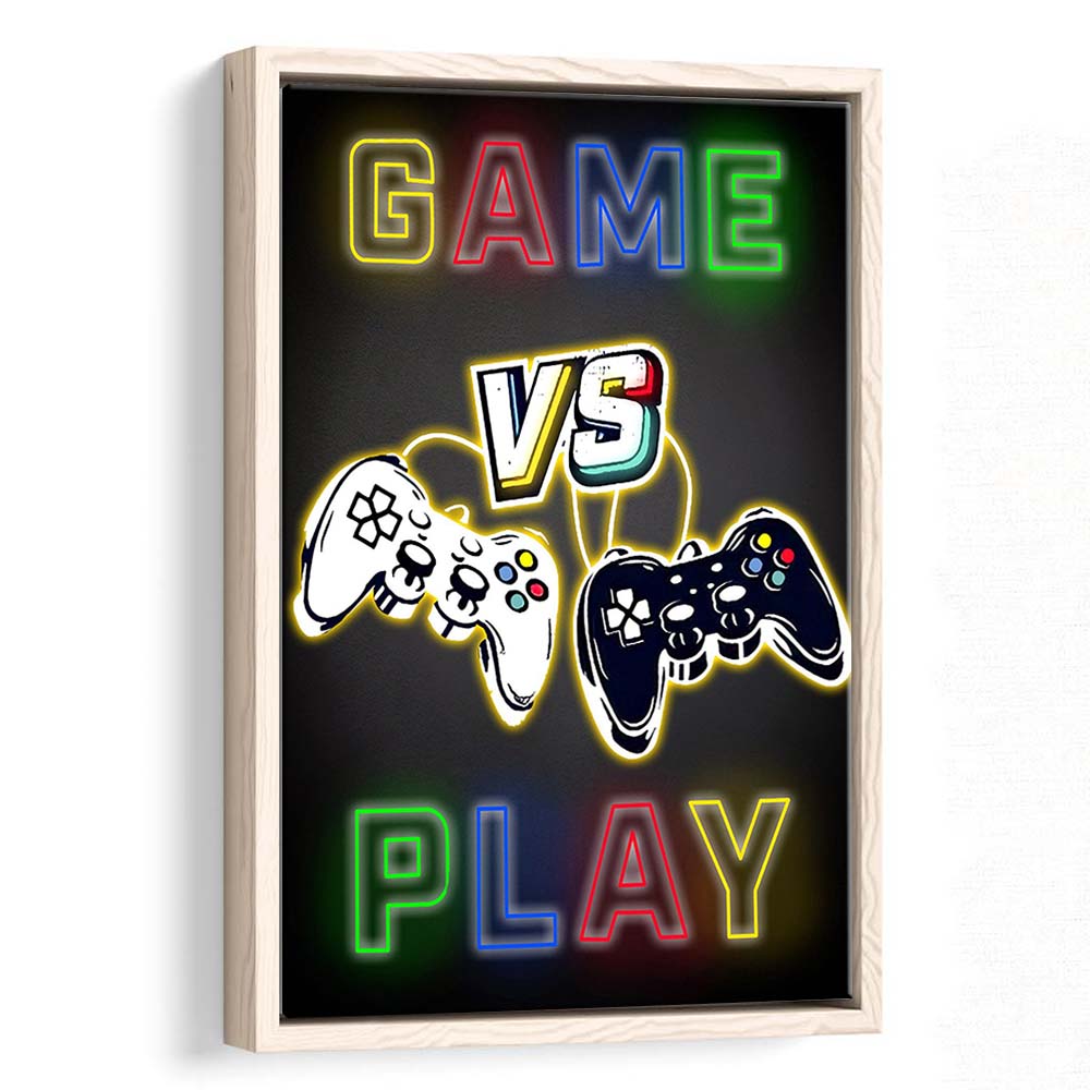Game Play, Game Room Art Wall Decor, Framed Canvas Print, Floating Frame, Luxury Wall Art Decor