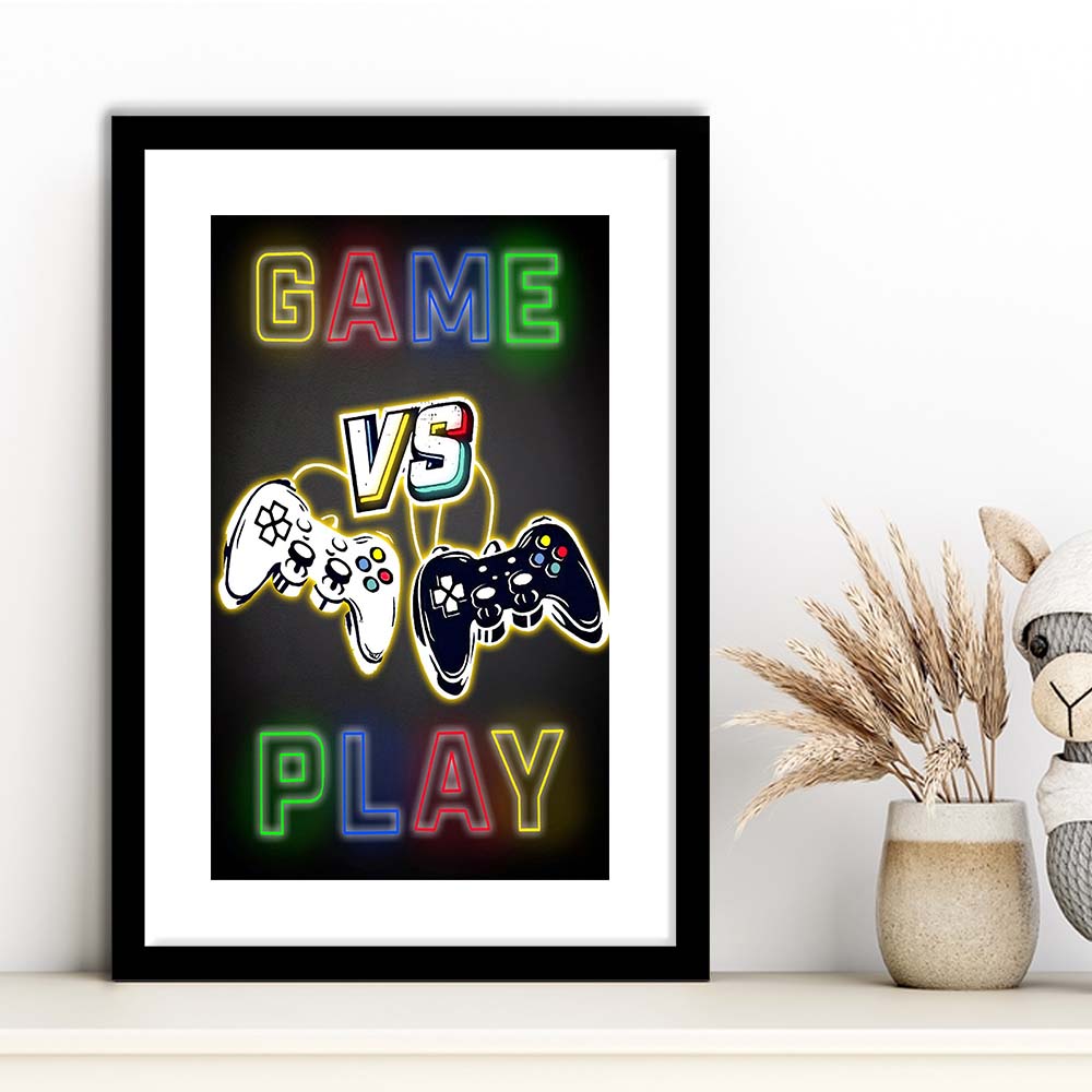 Game Play, Game Room Art Wall Decor, Framed Art Print, Luxury Pictures Framed, White Border