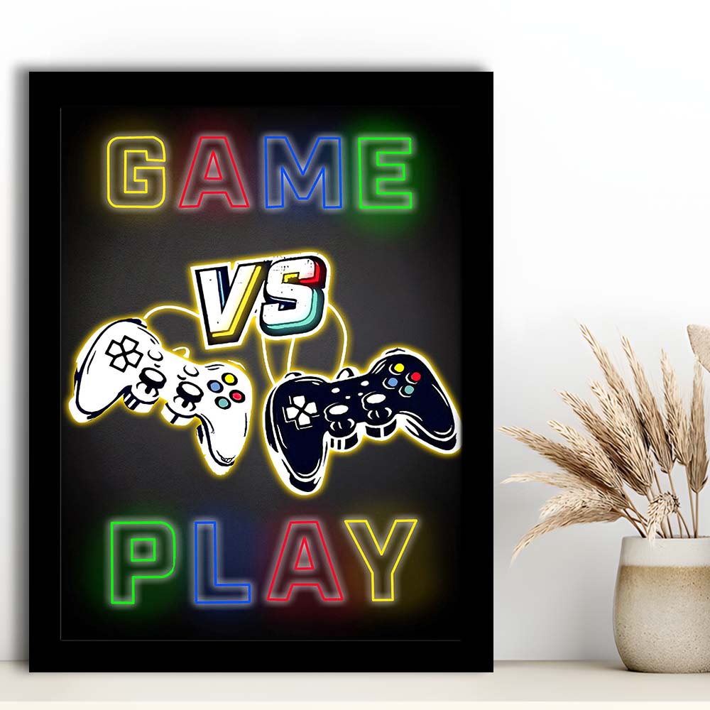 Game Play, Game Room Art Wall Decor, Framed Art Print, Picture Framed Wall Art Decor