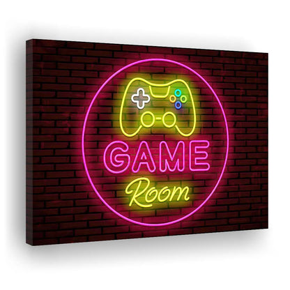 Game Room Art Print, Canvas Print Wall Art, Wall Decor, Neon Effect Art