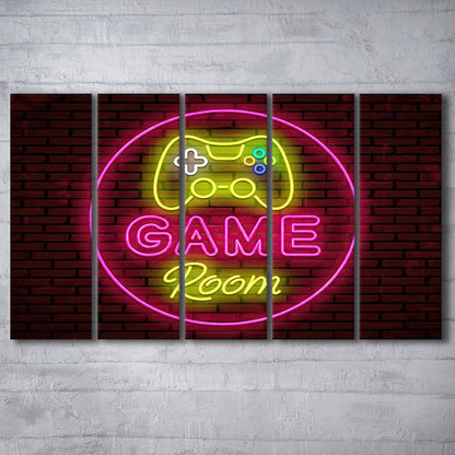 Game Room Art Print, Extra Large 5 Panels Multi Canvas Print Wall Art, Home Decor