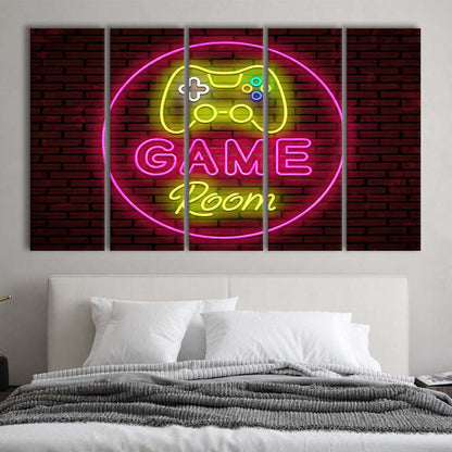 Game Room Art Print, Extra Large 5 Panels Multi Canvas Print Wall Art, Home Decor