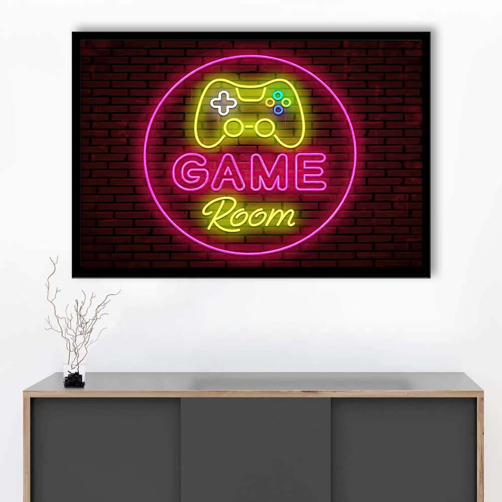 Game Room Art Print, Framed Art Print Wall Decor, Neon Art Print, Picture Framed