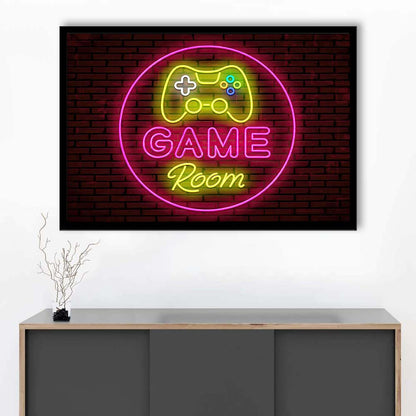 Game Room Art Print, Framed Art Print Wall Decor, Neon Art Print, Picture Framed