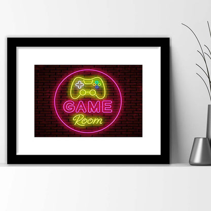 Game Room Art Print, Framed Art Print Wall Decor, White Border, Framed Picture