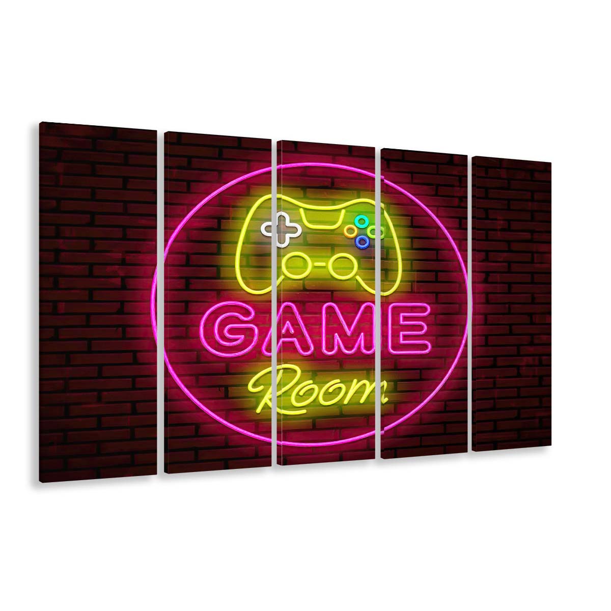 Game Room Art Print, Extra Large 5 Panels Multi Canvas Print Wall Art, Home Decor