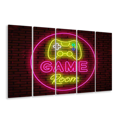 Game Room Art Print, Extra Large 5 Panels Multi Canvas Print Wall Art, Home Decor