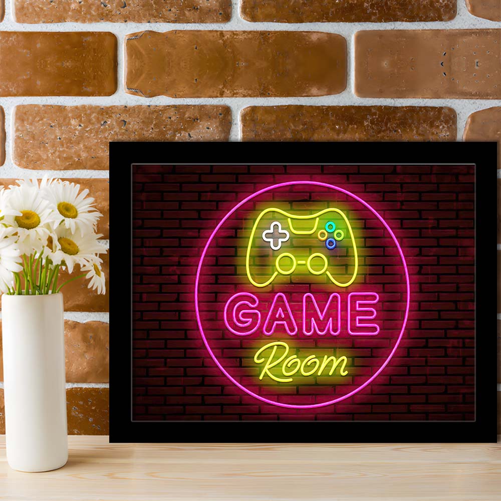 Game Room Art Print, Framed Art Print Wall Decor, Neon Art Print, Picture Framed