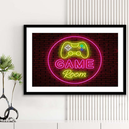 Game Room Art Print, Framed Art Print Wall Decor, White Border, Framed Picture