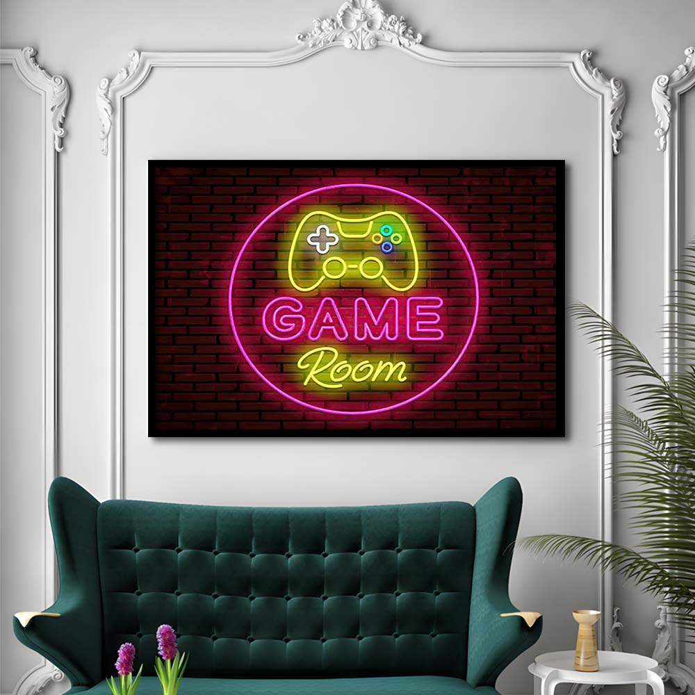 Game Room Art Print, Framed Art Print Wall Decor, Neon Art Print, Picture Framed