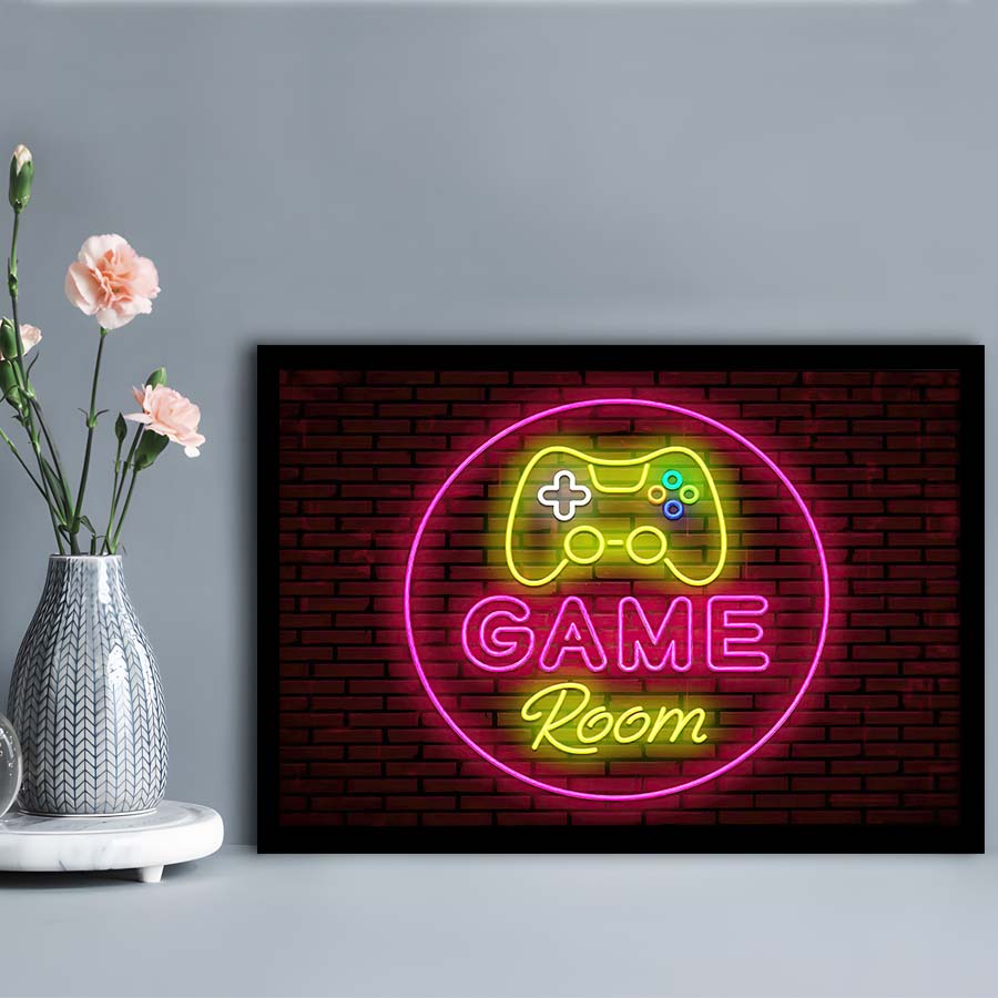 Game Room Art Print, Framed Art Print Wall Decor, Neon Art Print, Picture Framed