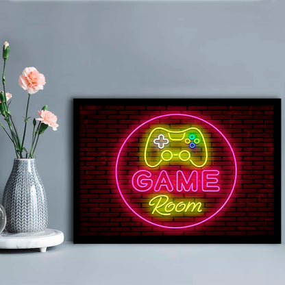 Game Room Art Print, Framed Art Print Wall Decor, Neon Art Print, Picture Framed